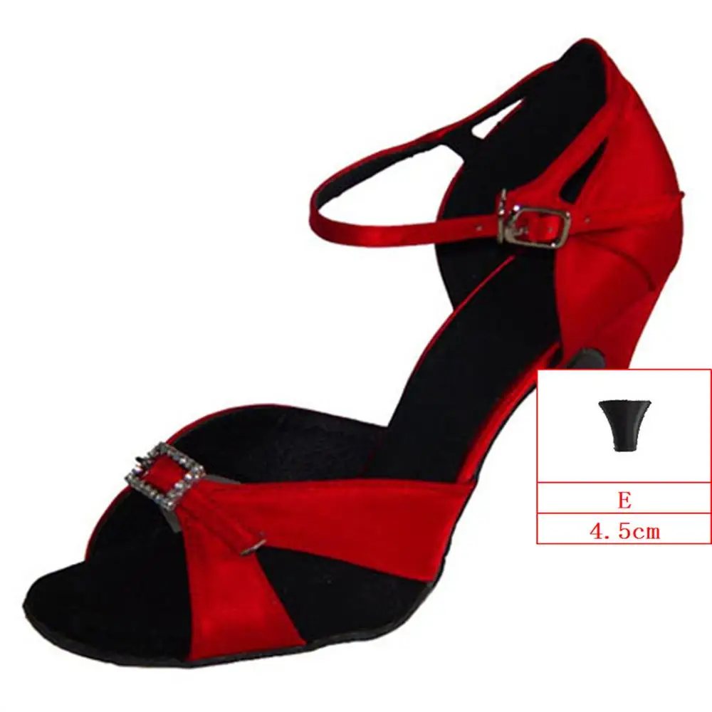 Высота каблука 4.5-8 см Zapatos de BAILE Salsa Обувь красный лаванда атлас с прозрачной пряжкой комфорт Для женщин Туфли для латинских танцев JYG931 - Цвет: Red-E