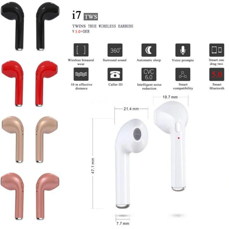 Новинка 2019 i7s TWS мини наушники беспроводные Bluetooth Спортивная гарнитура стерео