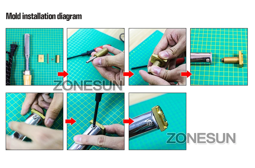 ZONESUN 150 Вт Электрический паяльник горячего тиснения кожа печать логотипа штамповочная машина кожа торт брендинг