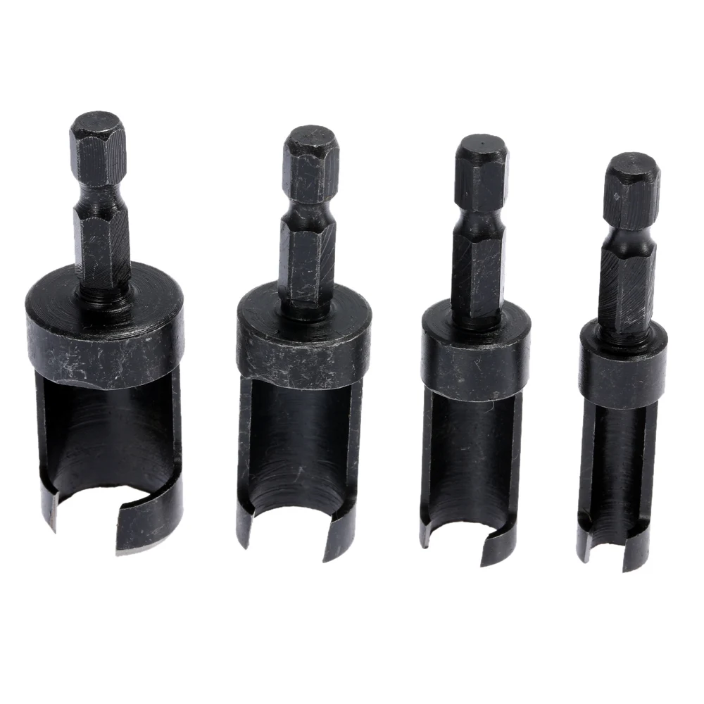 High Quality 4 Pieces of Hexagonal Carbon Steel Round Head Drill Woodworking Cutting Tool Cutting Tool Group 6/10/13 / 16mm