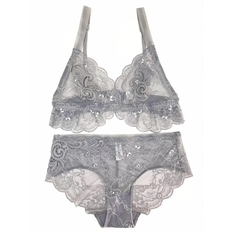 SP&CITY European Luxury Sexy Lace Bralette Elegance Floral Embroidered Seamless Hollow Out Bras Tops Transparent Lingerie Sets