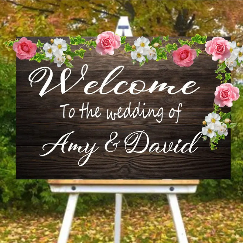 Personalised Bride And Groom Name Sticker Welcome To Our Wedding