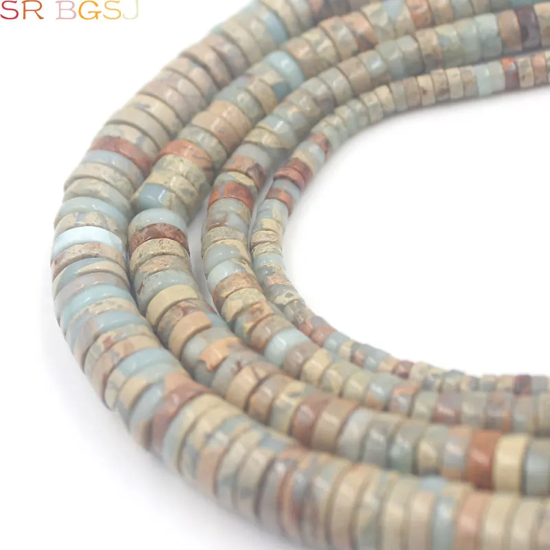 

Free Shipping 2x4 3x6 3x8 3x10 3x12mm Heishi Rondelle Shoushan Stone Gems Stone Small Bail Spacer Loose Strand Beads 15"