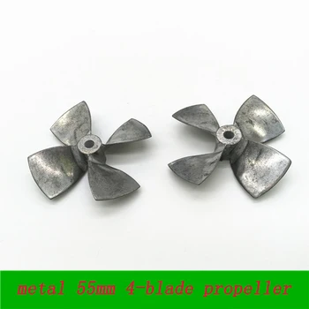 

2pcs DIY Model Bait/Tug RC Fishing Boats Metal 4-blade Propeller Dia 55mm CW CCW Paddle Large Thrust Hole 4mm Alloy Prop