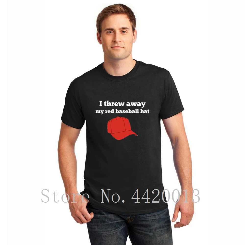 Printing 100% cotton O-Neck i threw away my red baseball hat trump Costume Fit Comical summer Family HipHop Top tshirt for men | Мужская