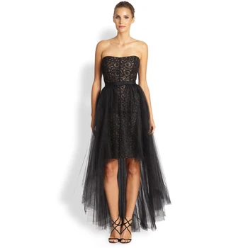 

Cheap Black Tulle Overskirt Custom Made 3 Layers Detachable Tulle Train Long Skirt for Women Gothic Style High Low Lolita Skirt