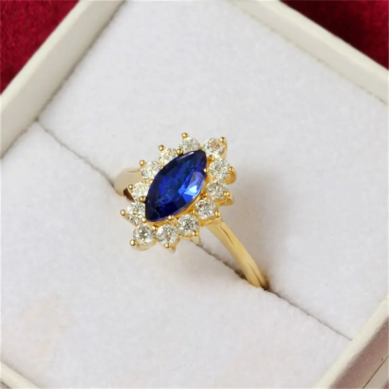 Оливково-Синий Красный Циркон Кристалл палец кольца Новая мода Свадебные ювелирные изделия Шарм обручальное кольцо золотая пластина подарок на день рождения
