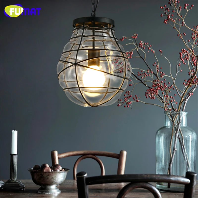 FUMAT Loft Pendant Lamp Glass Shade Pendant Light Vintage American