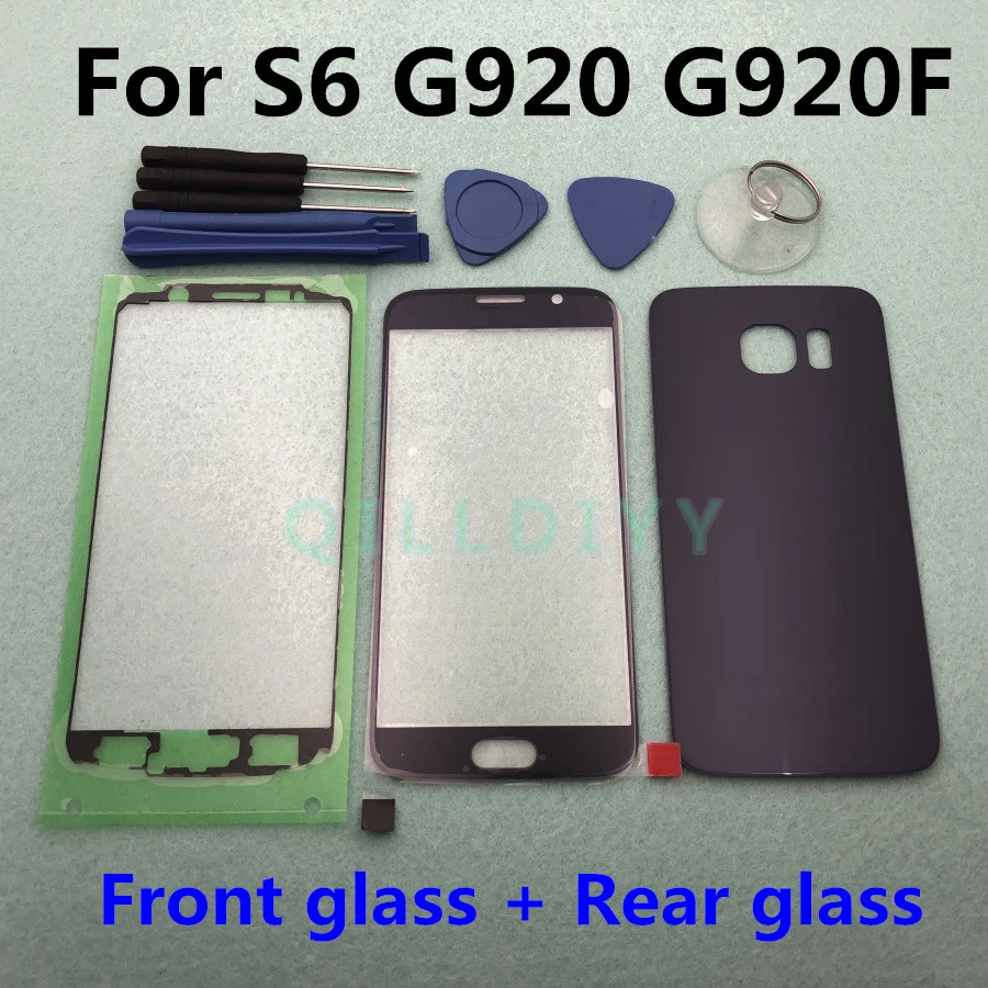

S6 Front Screen Glass Lens + Rear Battery Cover Door Back Housing For Samsung Galaxy S6 G920 G920F SM-G920F Replacement