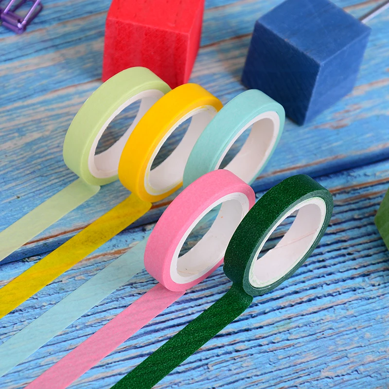 10pcs/box  DIY Scrapbooking Decoration Washi Tape Rainbow Color Masking Washi Sticky Paper Tape Adhesive Sticker