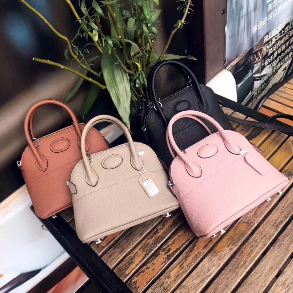 

H litchi grain head layer cowhide shell bag handbag shoulder bag leather handbag