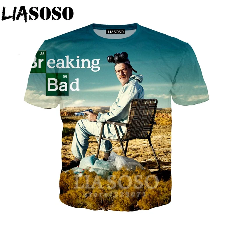 LIASOSO, летняя новинка, мужская, женская, модная толстовка, 3D принт, сериал «Breaking Bad», футболка с коротким рукавом, унисекс, топ, пуловер, A186-02 - Цвет: 5