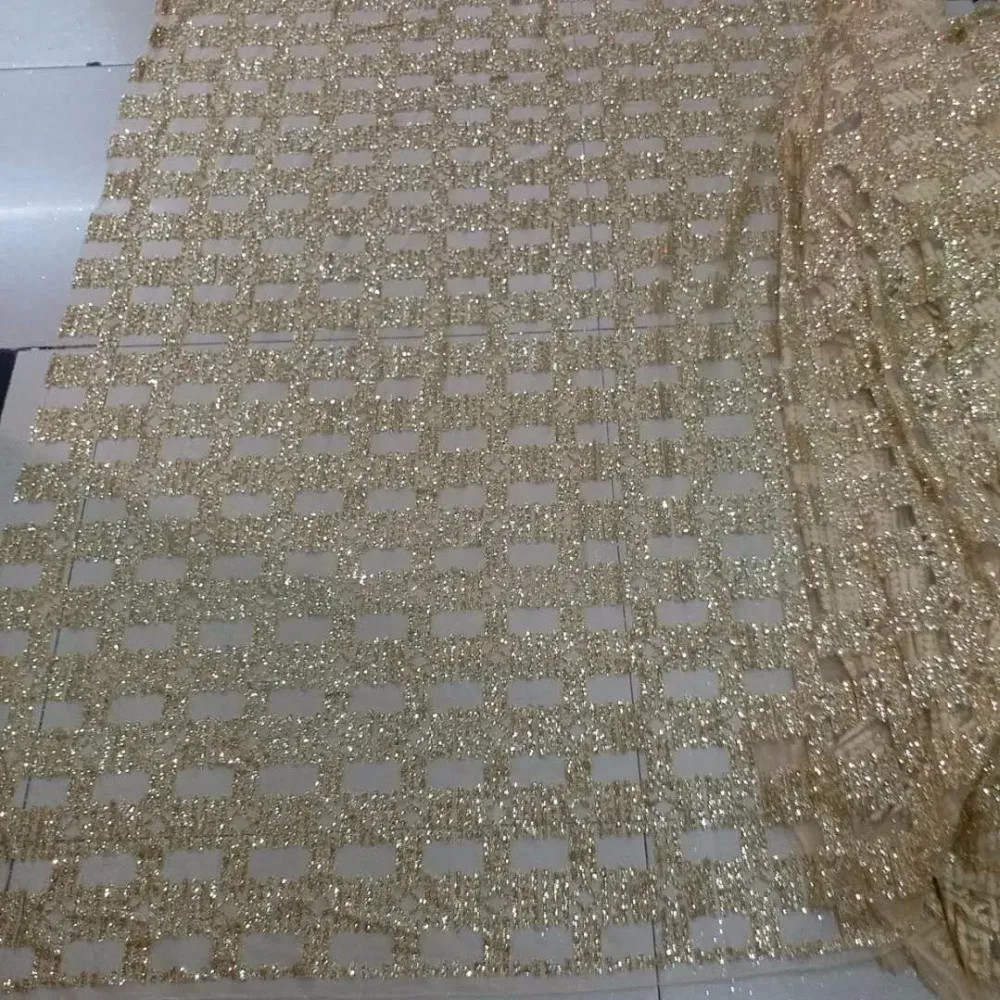 

new 5yards/bag CH108# Champagne Jin Gezi lace fabric for bridal wedding dress/sawing Free shipping