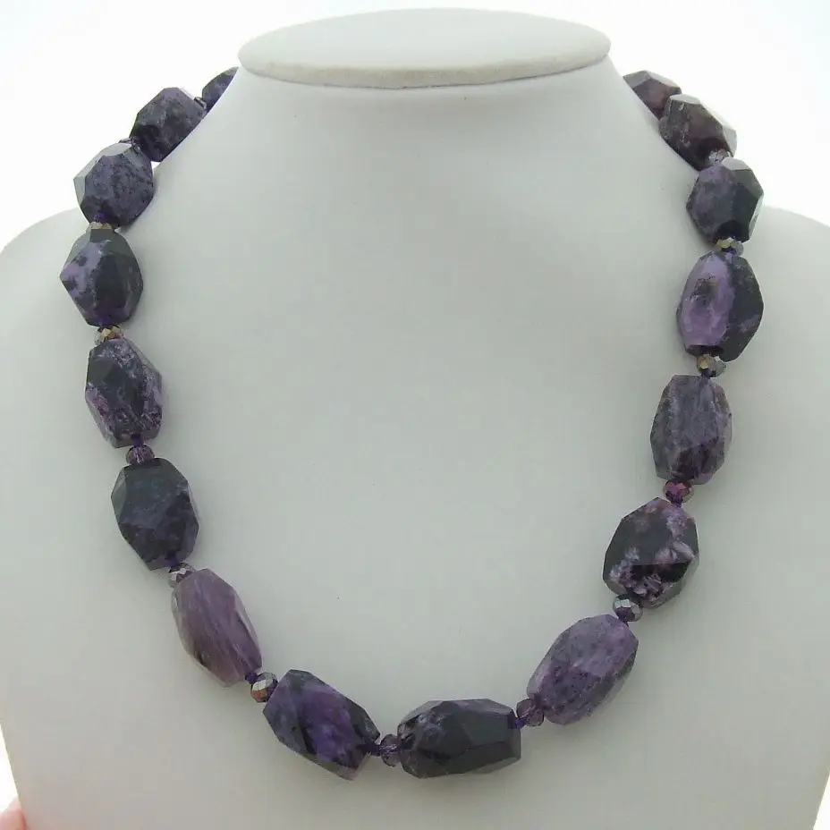 

GE041606 20'' Purple Charoite Nugget Necklace