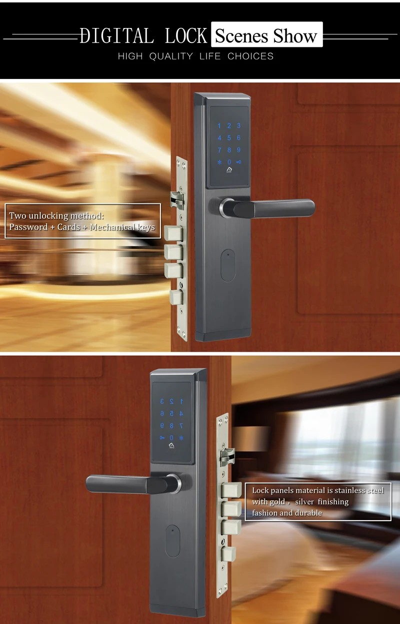 Digital 13.56mhz Key Card Touch Screen Smart  Electronic Digital Password Lock Combination Door Lock