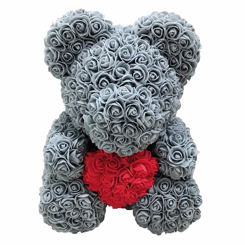 Искусственные цветы 40 см плюшевый медведь розы с сердцем девушка Рождество День Святого Валентина подарок на день рождения для свадебной вечеринки - Цвет: Gary
