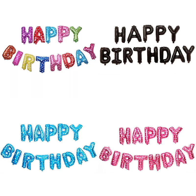 Happy Birthday 16Inch Balloons Gold Silver Pink Blue Color Letters Foil Balloon Baby Shower Birthday Party Decorations Kids