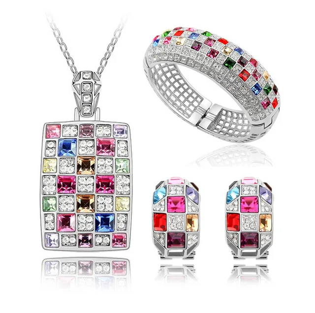 austrian crystal  gold-color The queen fine jewelry african costume bridal jewelry sets silver