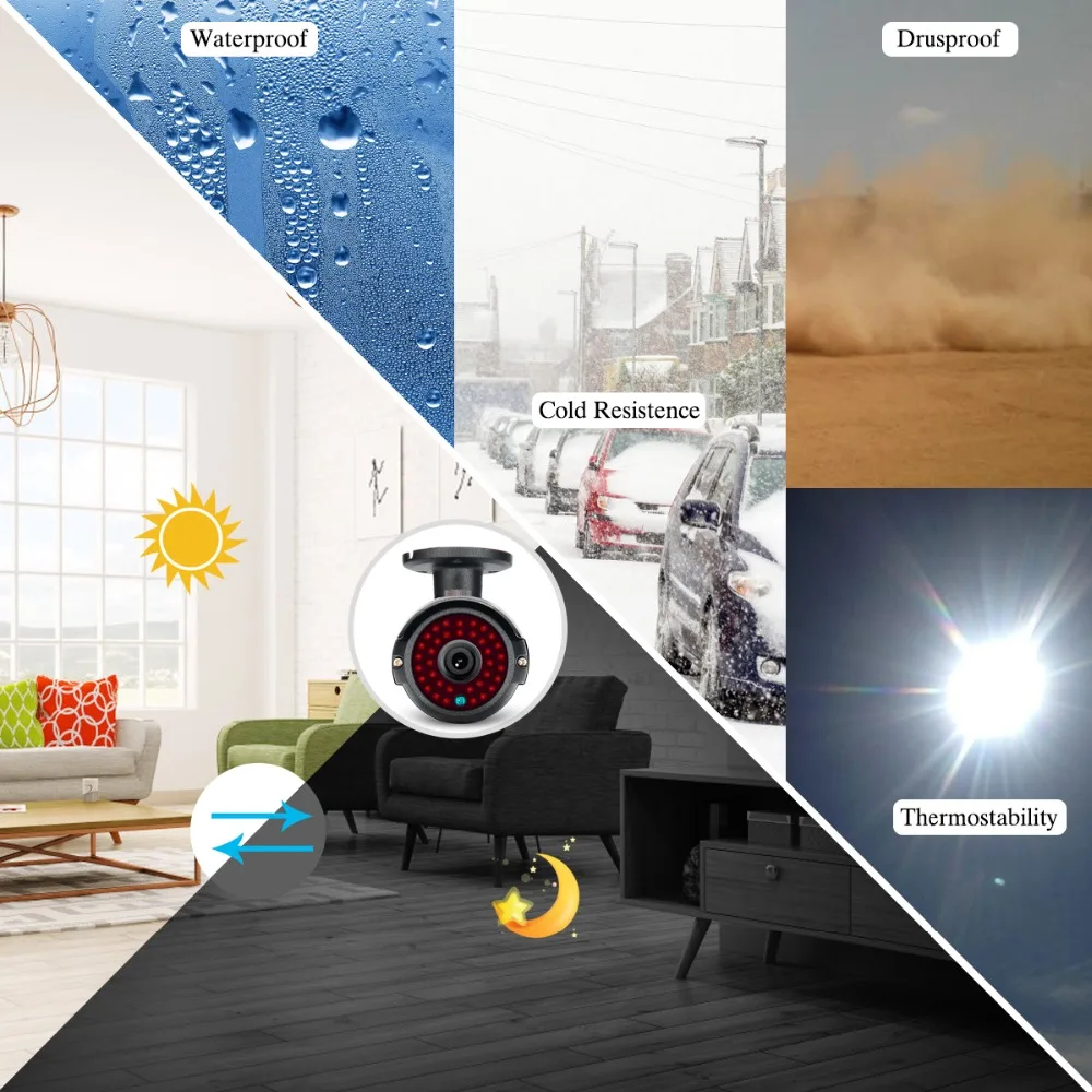  ANRAN 8CH cilíndrico NVR 1080P HD Kit de cámara de visión nocturna al aire libre sistema de vigilan