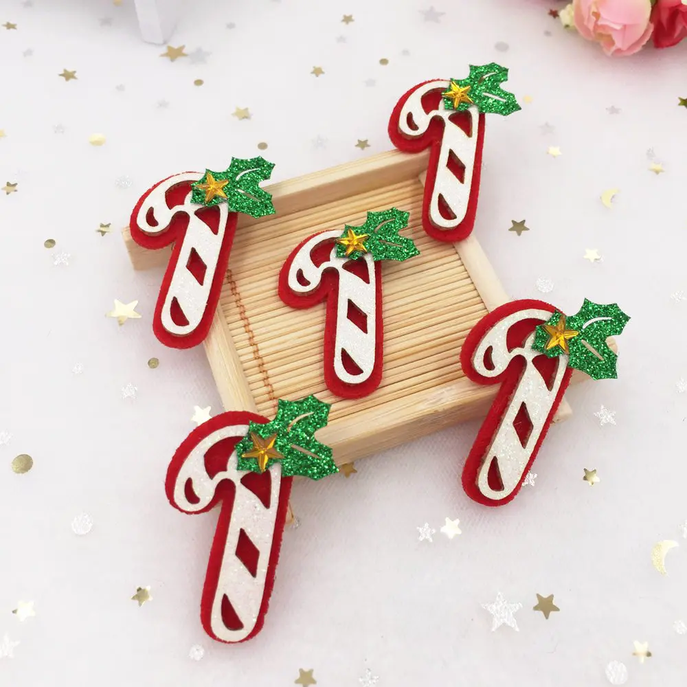 

10pcs 28*45mm Felt Fabric Paillette Christmas Magic Wand Appliques Wedding DIY Patches A393