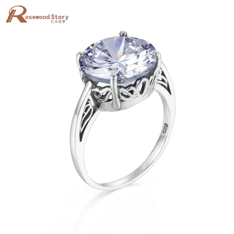 

Solid 925 silver elegant Zircon rings for April birthstone Tibetan handmade Ring fashion jewelry for women wedding engagement