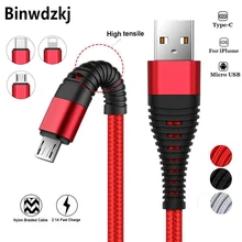 Высокопрочный USB кабель для iPhone X 8 Plus XS Max XR 2A, кабель для быстрой зарядки и синхронизации данных, Micro usb type C, кабель для мобильного телефона, USB шнур