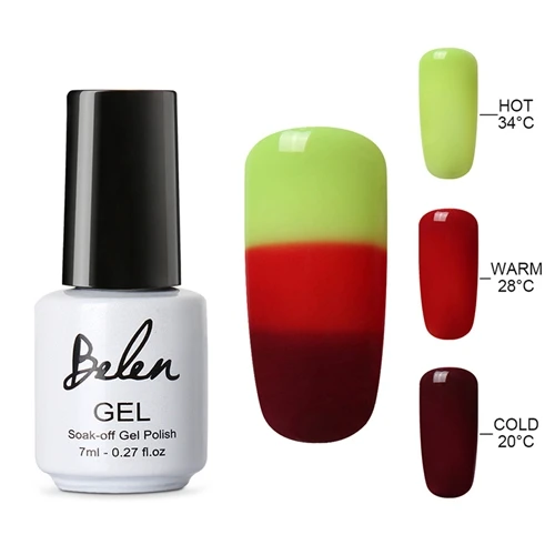 Belen гель для дизайна ногтей 3 в 1 изменение температуры Цвет УФ-гель для ногтей замочить от УФ светодиодный гель лак Хамелеон 7 мл - Цвет: 4201