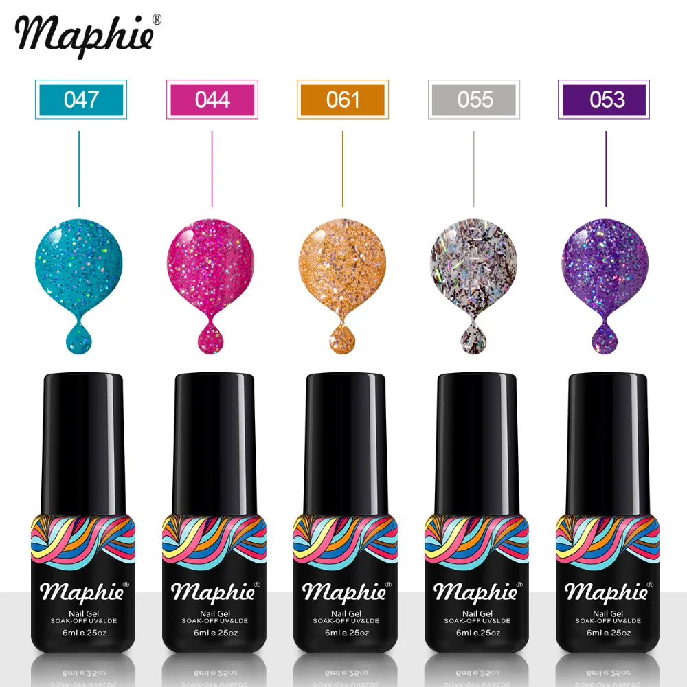 

Maphie 78 Colors Shiny Glitter UV Nail Gel Polish Neon Color Sequins UV Gel Led Nail Polish Soak Off Semi Permanent Nail Varnish