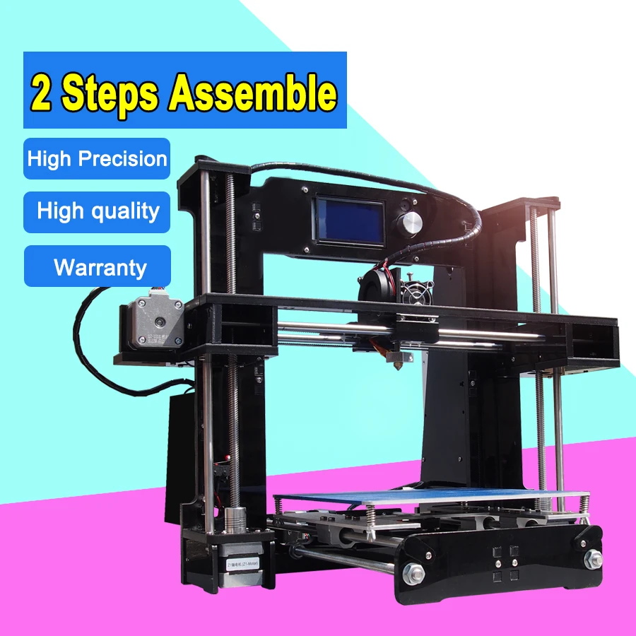 8mm acrylic thick Fast assembly 3d printer A6 high precision with big printing size Impresora prusa I3 complete packing kits