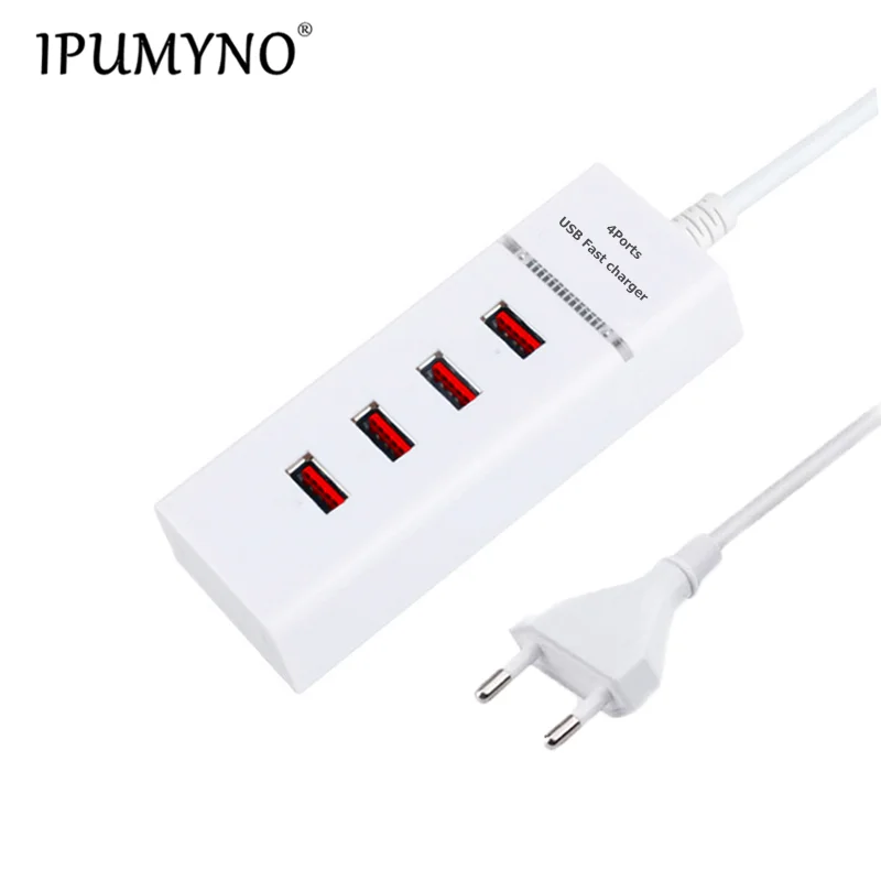 

IPUMYNO Universal EU US Plug 4 USB Port Fast Phone Charger Travel Wall Power Fast Charging Adapter For iPhone For Samsung Phone