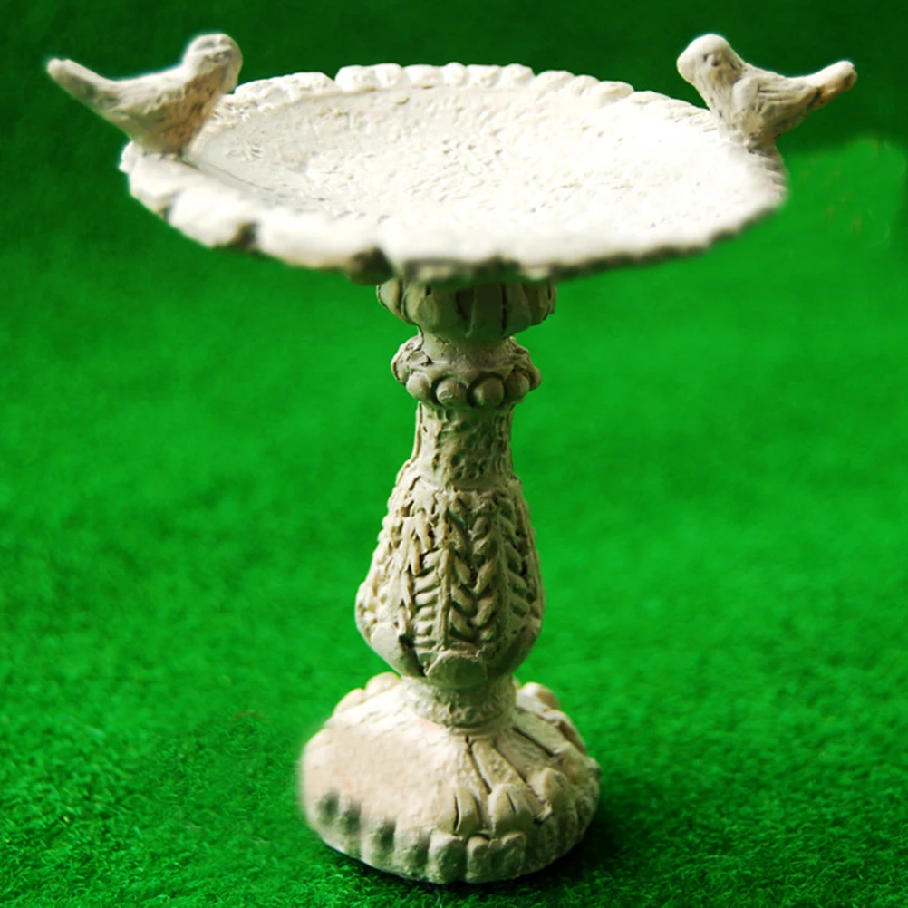 

1:12 Dollhouse Miniature Gray Bird Bath Fountain Fairy Garden Decoration Accessories 6.4 x 6.6cm Home Decor