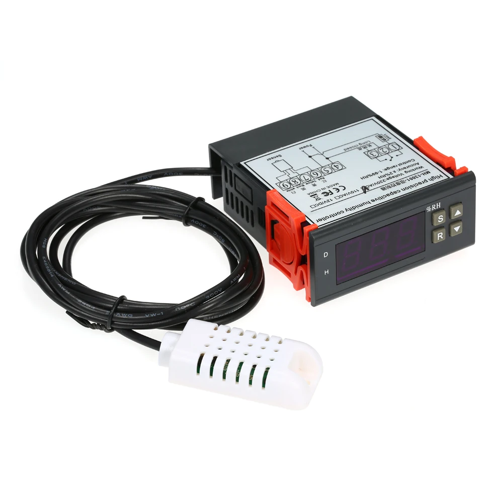 

10A 220V Digital Temperature Controller Air Humidity Controller Temperature Instruments Measuring Range 1% ~ 99%RH with Sensor