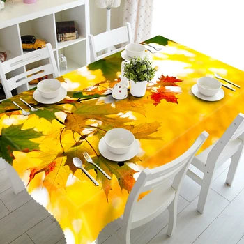 

Forest Landscape Polyester 3d Tablecloth Yellow Parasol Trees Pattern Washable Cotton Rectangular&Round Table cloth for Wedding