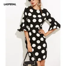 LASPERAL 2017 Big Dots Print Flare Sleeve font b Elegant b font Vintage Women font b