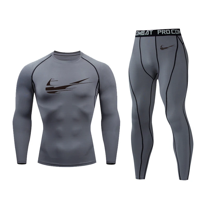 Мужской бренд гонки сплошной цвет набор ММА Спорт Фитнес высокого качества футболка+ спортивне штаны для бега быстросохнущие - Цвет: 8