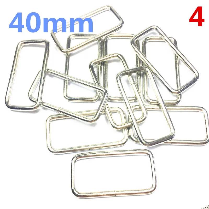 4 40mm silver Rectangle Metal Dee Ring 18mm 25mm 32mm 38mm 50mm webbing Belt ribbon buckles - 