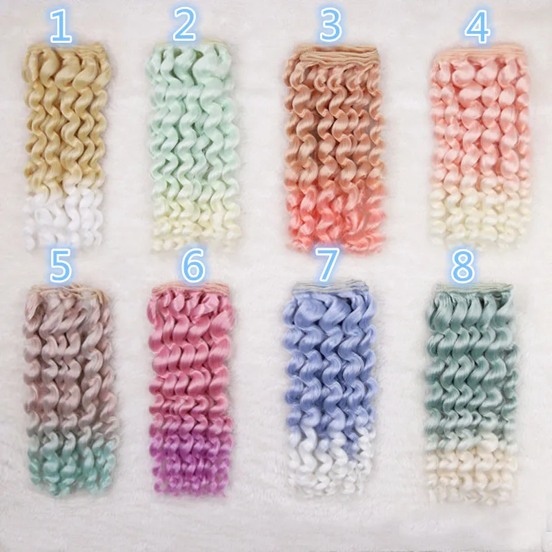 

Doll wigs 15cm*100cm for 1/3 1/4 1/6 BJD SD Blyth Salon doll curly wave hair gradient color Fapai wigs
