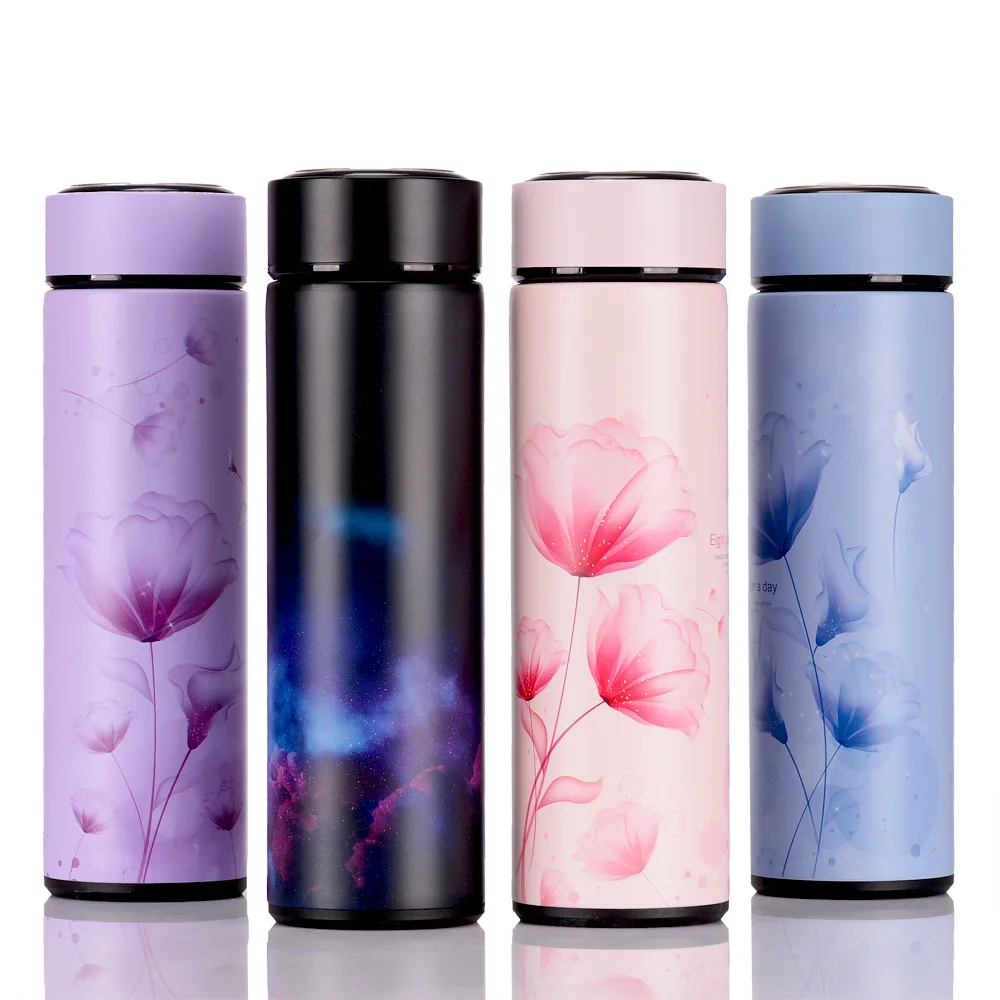

BearPaw New 500ml Printed Stainless Steel Thermoses Portable Straight Vacuum Flasks For Keep Cold&Hot With Tea Infuser wholesale