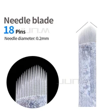 500pcs 0.2mm Microblading Needles Blade Permanent Makeup Manual Eyebrow Tattoo Chamfering 18 U Shape Blades