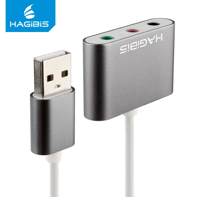 Hagibis External Sound Card Converter Splitter USB Adapter 3 Port Converter Headphone Microphone