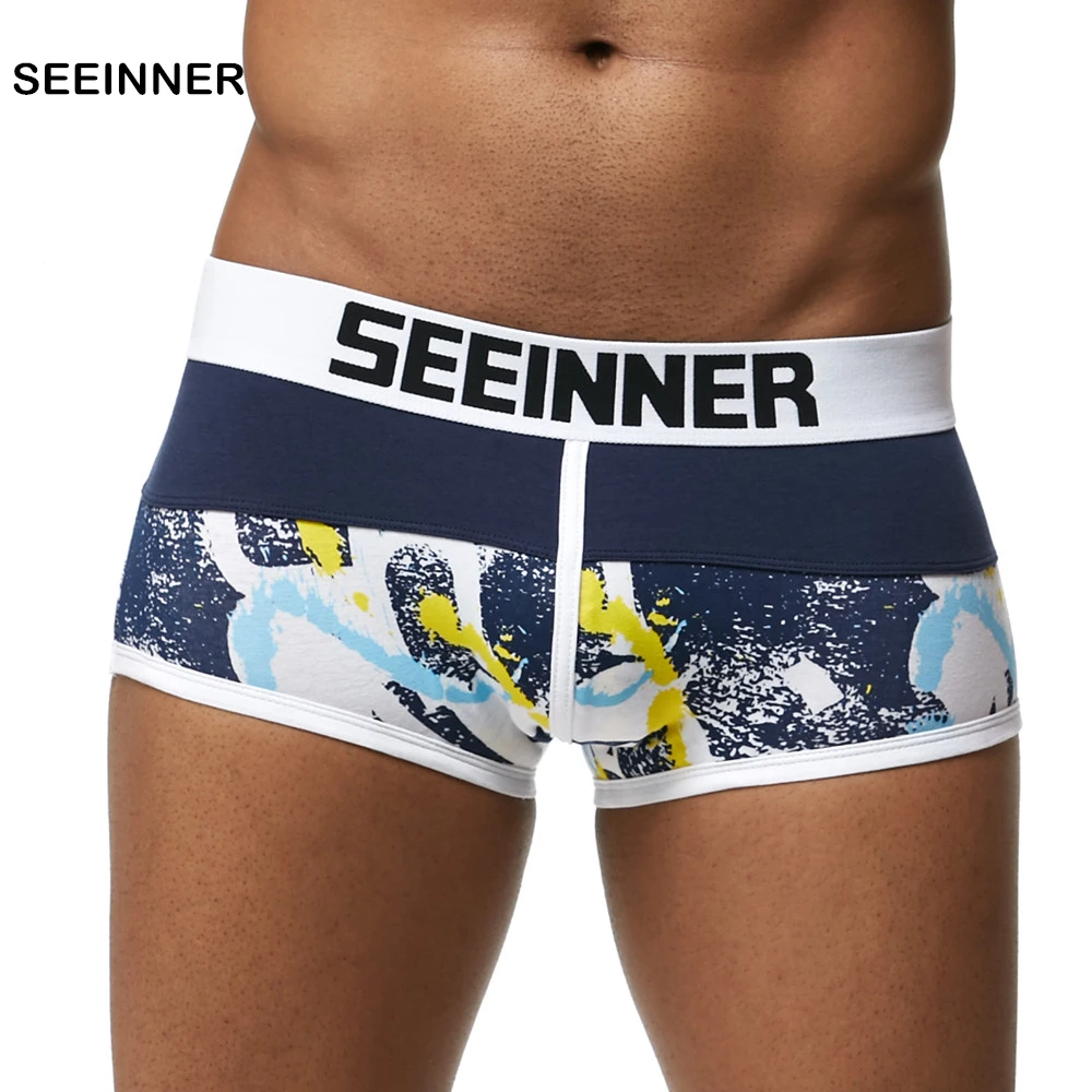 3 PACK Seeinner Cotton Man Boxer Sexy Gay Shorty Men Co