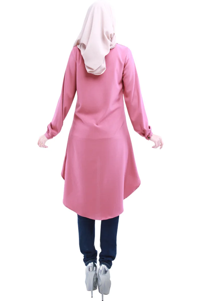 Длинные рубашки с открытыми пуговицами, мусульманские женские арабские блузки, шифоновые топы, Исламская Блуза женская мусульманская одежда, мусульманская рубашка B7903