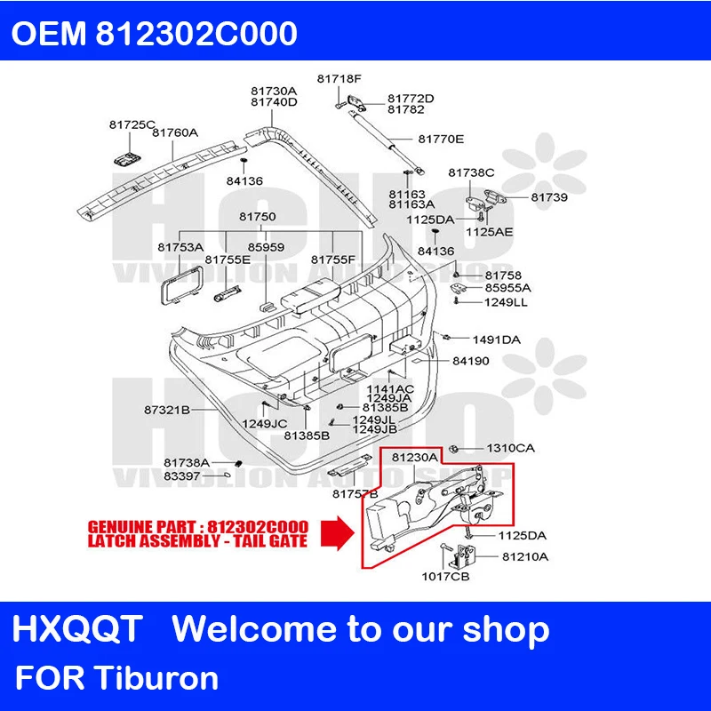 Задняя защелка багажника замок привод подходит для Hyundai Tiburon Coupe 2003-2008 OEM 812302C000 двигатель блокировки багажника