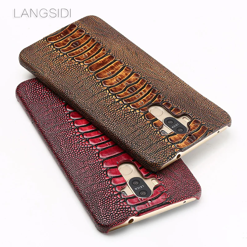

Luxury brand phone case ostrich foot grain half-wrapped phone case For Huawei Mate 9 phone case handmade custom processing