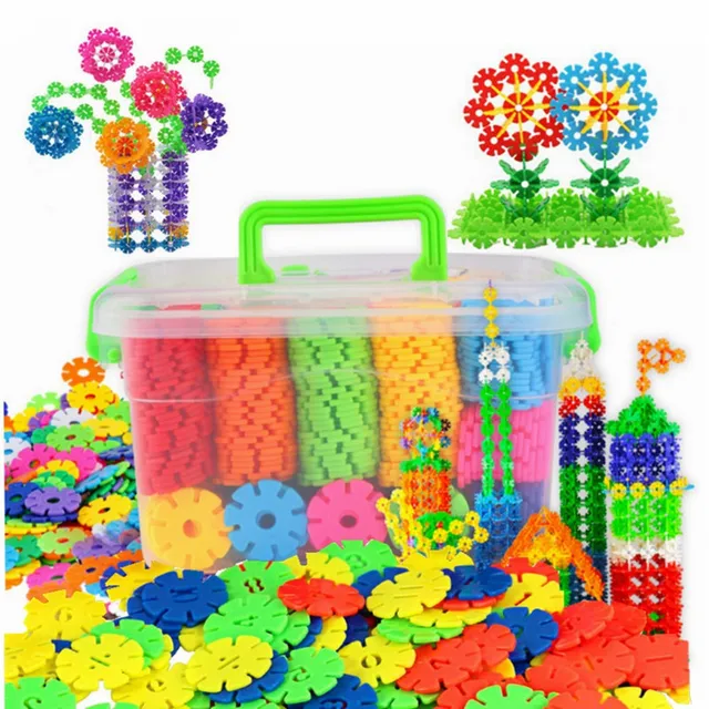 100pcs Children Kid Baby Toys Multicolor Building Blocks Snowflake Creative Educational Construction Plastics Toys 1
