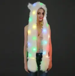 Новый модный осветительный кожаный шарф на Хэллоуин Рождественский головной убор шарф Набор светодиодный LED шапка для животного