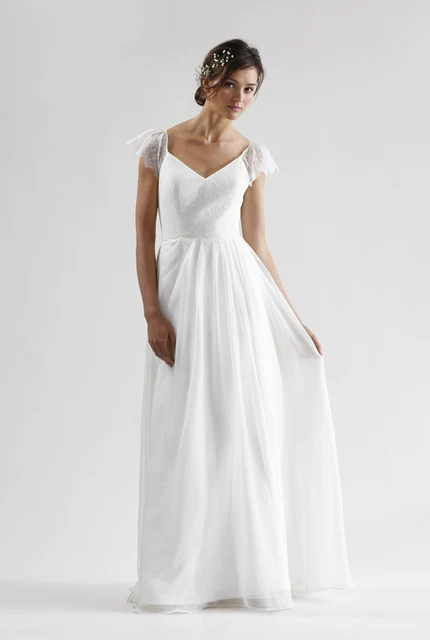 2016 nuevos vestidos de novia de gasa plisada falda y blusa de