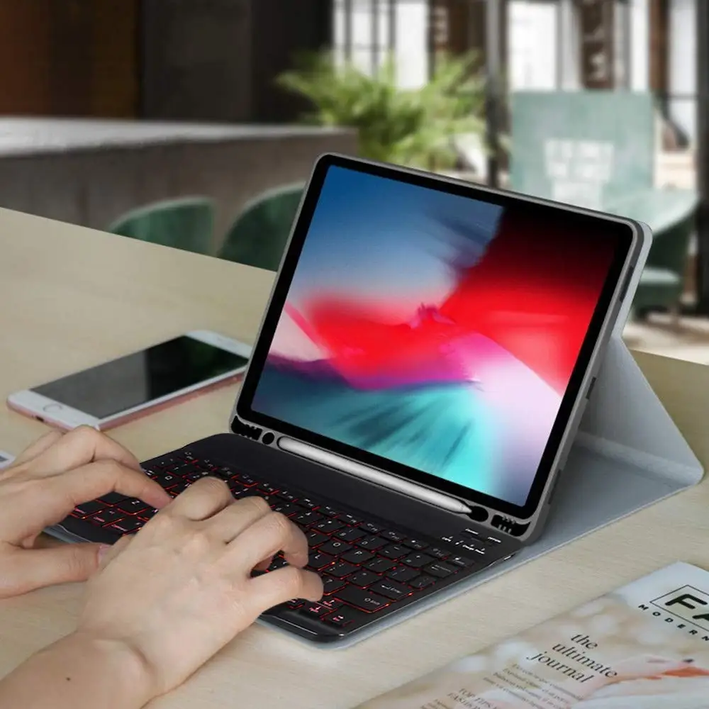 Клавиатура с подсветкой для iPad mini 5 7 9 2019 чехол держателем карандашей смарт дюйма