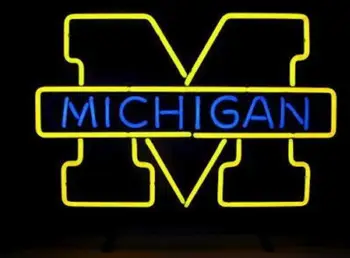 

Business Custom NEON SIGN board For NCAA College Basketball Michigan REAL GLASS Tube BEER BAR PUB Club Shop Light Signs 16*14"