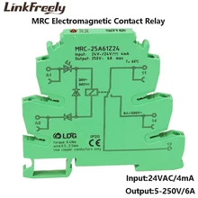MRC-25A61Z24 10pcs PLC Programmable Board Relay Module 24V AC Input 6A 250VAC/DC Output Electromagnetic Contact Relay Din Rail q series plc qx48y57 input and output hybrid module new in boxed